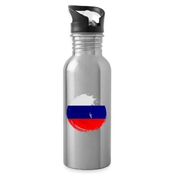 Drapeau de russie Vintage Drapeau russe d’occasion Look - Gourde avec paille intégrée - argent clair - Droite