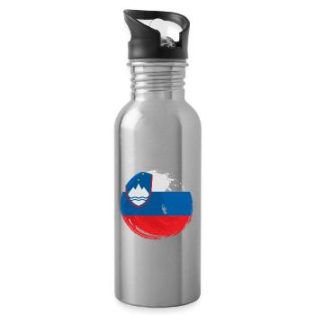 Slowenien Flagge Balkan Slowenische Fahne Vintage - Trinkflasche mit integriertem Trinkhalm - Lightsilver - Rechts