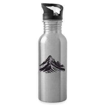 Mountains Mountains Icon - Water bottle with straw - silver - Right