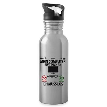 Computerfreak Computer Nerd Computernerd Sprüche - Trinkflasche mit integriertem Trinkhalm - Lightsilver - Rechts