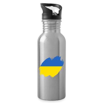 Drapeau de l’Ukraine Vintage Drapeau ukrainien d’occasion Look - Gourde avec paille intégrée - argent clair - Droite