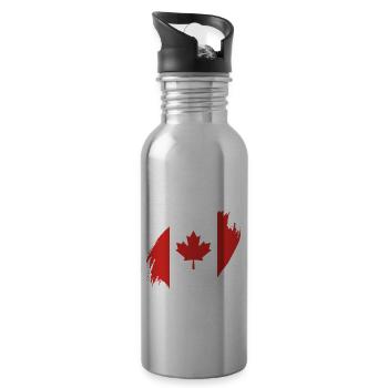 Canada Flag Maple Leaf Canadian Flag Canada - Water bottle with straw - silver - Right