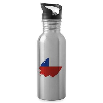 Chile Flagge Südamerika Chilenische Fahne Vintage - Trinkflasche mit integriertem Trinkhalm - Lightsilver - Rechts
