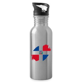 Dominican Republic Flag Dom Rep Flag Trip - Water bottle with straw - silver - Right