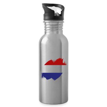 Netherlands Flag Holland Dutch Flag - Water bottle with straw - silver - Right