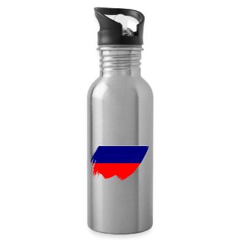 Drapeau de russie Vintage Drapeau russe d’occasion Look - Gourde avec paille intégrée - argent clair - Droite
