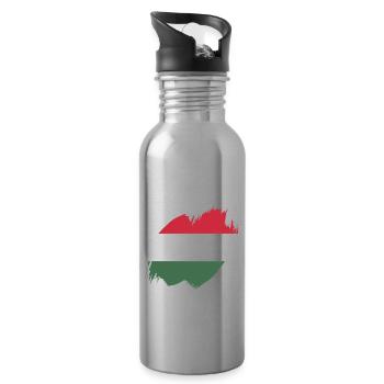 Hungary Flag Hungarian Flag Balaton Hungary - Water bottle with straw - silver - Right