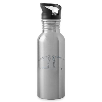 Turner am Seitpferd, Turnen, Gymnastics - Trinkflasche mit integriertem Trinkhalm - Lightsilver - Rechts
