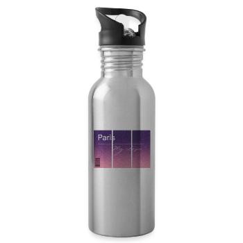 Paris, my love. Souvenir WITH GPS data - Water bottle with straw - silver - Right