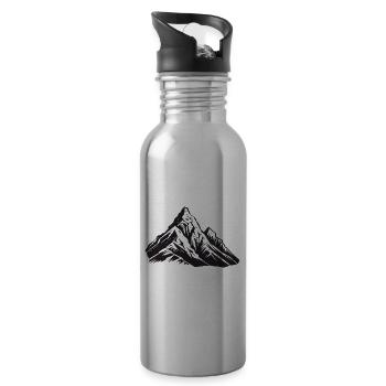 Berge Icône Montagnes Symbole - Gourde avec paille intégrée - argent clair - Droite
