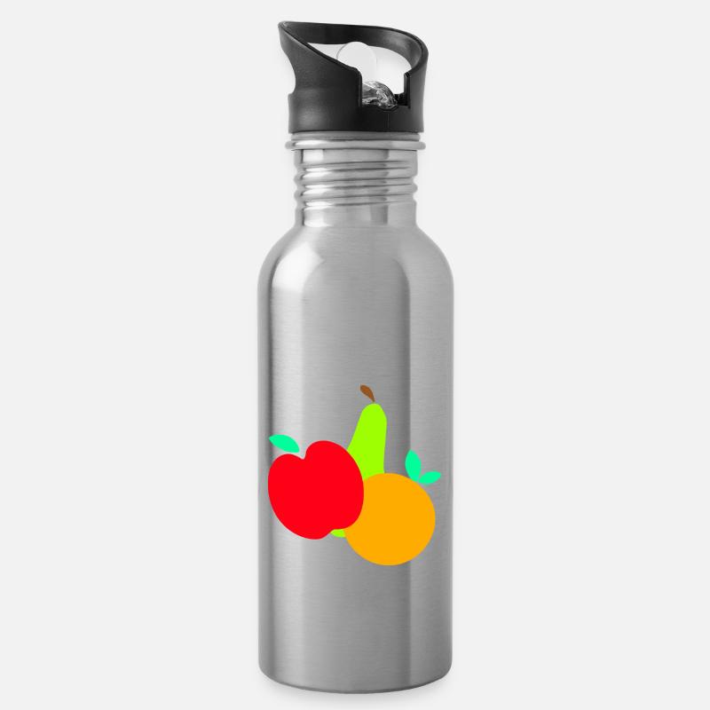 Früchte Obst Vegan - Trinkflasche mit integriertem Trinkhalm - Lightsilver
