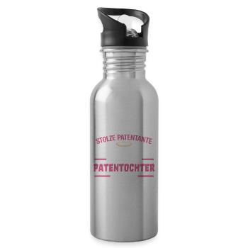 Stolze Patentante Patentochter Spruch Geschenk - Trinkflasche mit integriertem Trinkhalm - Lightsilver - Rechts