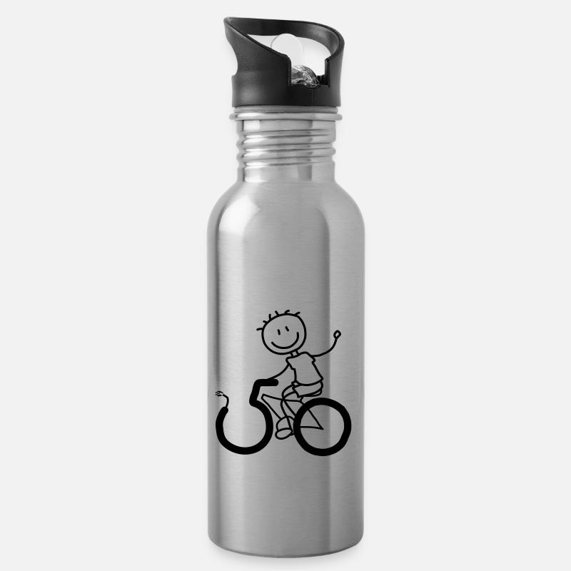 E-Biker feiert den 50er! - Trinkflasche mit integriertem Trinkhalm - Lightsilver