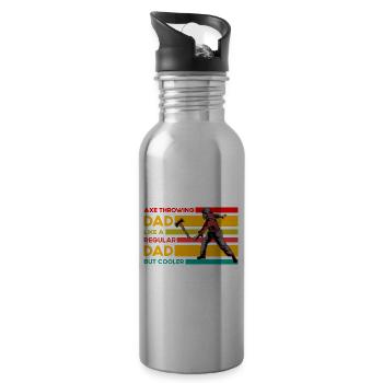Axe Throwing dad like a regular Dad but cooler - Water bottle with straw - silver - Right