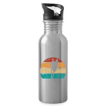 Surf all day - Welle - Surfer - Geschenk - Trinkflasche mit integriertem Trinkhalm - Lightsilver - Rechts