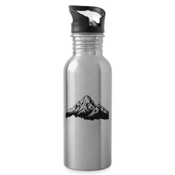 Mountains Graphics - Water bottle with straw - silver - Right