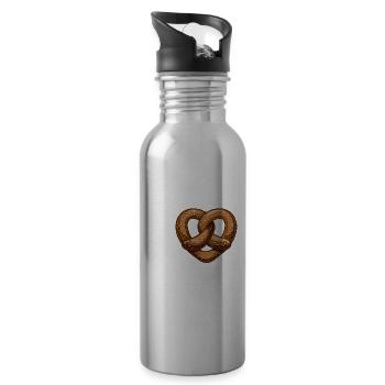 I Love Bayern & Brezn - Herz - Hobby - Trinkflasche mit integriertem Trinkhalm - Lightsilver - Rechts