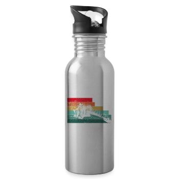 Cat Bear Little Panda Retro - Water bottle with straw - silver - Right