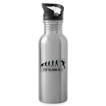 Hör auf, mir zu folgen!! Humor der menschlichen Evolution - Trinkflasche mit integriertem Trinkhalm - Lightsilver - Rechts