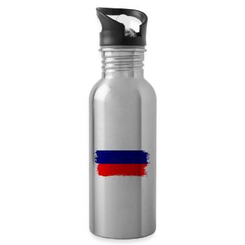 Drapeau de russie Vintage Drapeau russe d’occasion Look - Gourde avec paille intégrée - argent clair - Droite