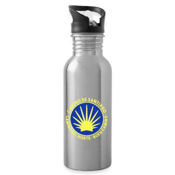 Buen Camino de Santiago de Compostela Jakobsweg - Water bottle with straw - silver - Right