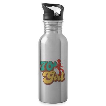 70s Girl 70s Girl Hippie - Water bottle with straw - silver - Right