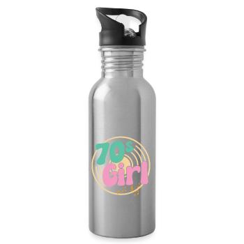 70s Girl 70s Girl Hippie - Water bottle with straw - silver - Right