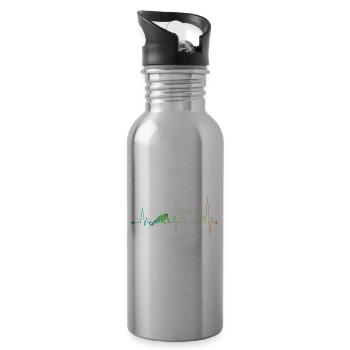 Chameleon Heartbeat - Water bottle with straw - silver - Right