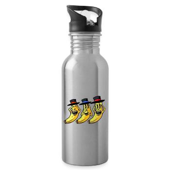 banana funny funny funny banana fruit fruit - Water bottle with straw - silver - Right