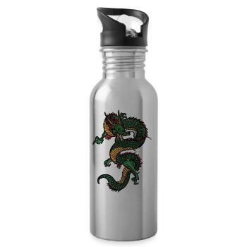 Drache - bestes mythisches Tier - Trinkflasche mit integriertem Trinkhalm - Lightsilver - Rechts