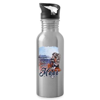Meer Mädchen am Strand - Trinkflasche mit integriertem Trinkhalm - Lightsilver - Rechts