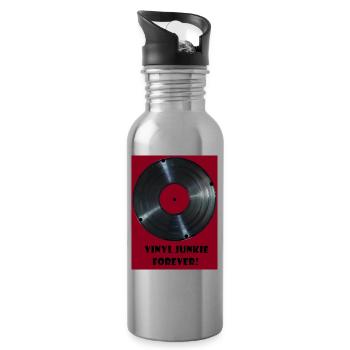 Vinyl Junkie forever - rot - Trinkflasche mit integriertem Trinkhalm - Lightsilver - Rechts