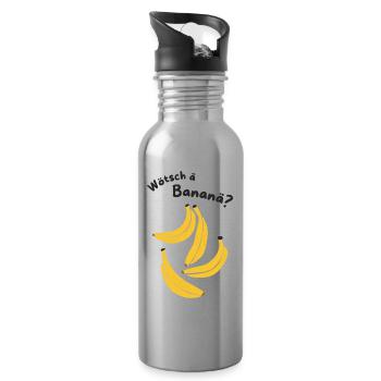 Wötsch ä Bananä? - Trinkflasche mit integriertem Trinkhalm - Lightsilver - Rechts