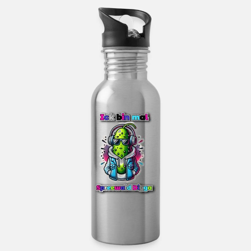 Ick bin mal - Trinkflasche mit integriertem Trinkhalm - Lightsilver