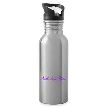 Faith Hope Love for everyone! Faith Hope Love - Water bottle with straw - silver - Right