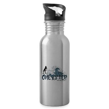 One X Step Ahead! Japan Wave Longboard Surfer - Water bottle with straw - silver - Right