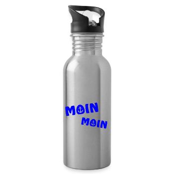 Moin Moin 2022 mit Anker Begrüßung Nordsee Sylt - Trinkflasche mit integriertem Trinkhalm - Lightsilver - Rechts