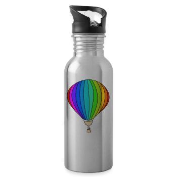 Ballon ballon à air chaud arc-en-ciel - Gourde avec paille intégrée - argent clair - Droite