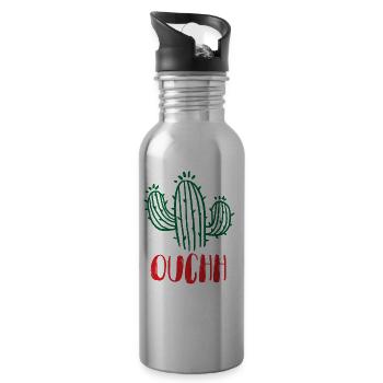 Idée de cadeau de soleil d'été plage vacances mer - Gourde avec paille intégrée - argent clair - Droite