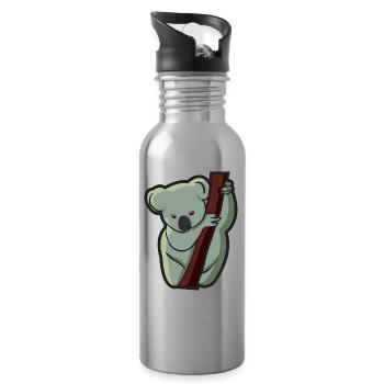 Koala Bär ist ein Beutelbär und lebt in Australien - Trinkflasche mit integriertem Trinkhalm - Lightsilver - Rechts