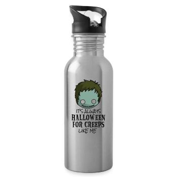 it's always HALLOWEEN FOR CREEPS like me - Water bottle with straw - silver - Right