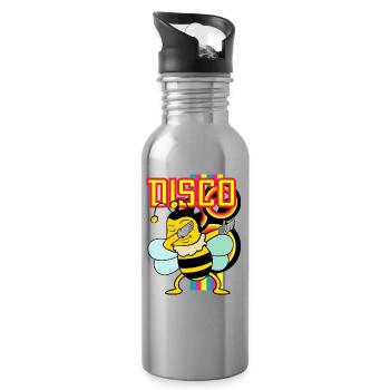 Rétro Vintage Dabbing Dab Disco Party Bee Animaux - Gourde avec paille intégrée - argent clair - Droite