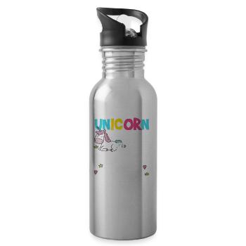 Einhorn Shirt · Unicorn · Einhörner · Glitzer - Trinkflasche mit integriertem Trinkhalm - Lightsilver - Rechts