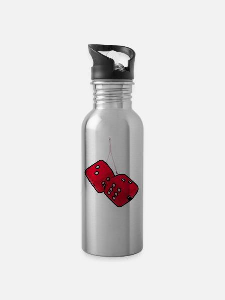 Car dice popart - Water bottle with straw - silver