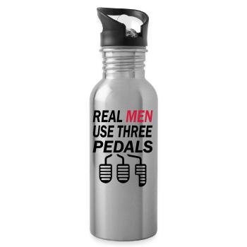 Real Men Three Pedals - Trinkflasche mit integriertem Trinkhalm - Lightsilver - Rechts