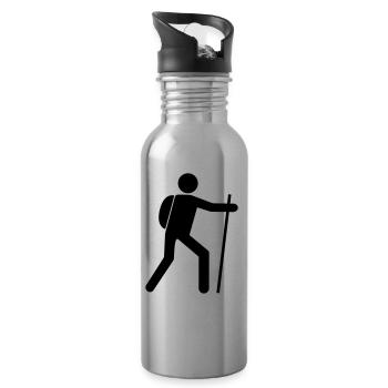 Wanderer Symbol Vektor Design - Wandern T-Shirt - Trinkflasche mit integriertem Trinkhalm - Lightsilver - Rechts