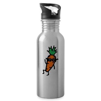 Légumes drôles de carotte - Gourde avec paille intégrée - argent clair - Droite