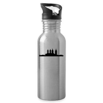 Naumburg skyline black - Water bottle with straw - silver - Right