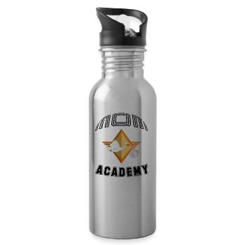 mom academy t-shirt baby birth gift - Water bottle with straw - silver - Right