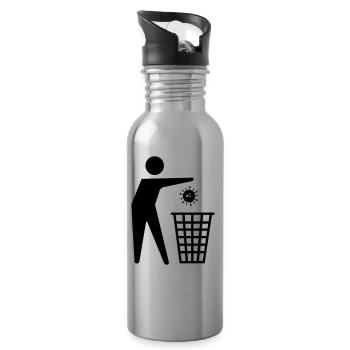 Virus kann jetzt weg - Trinkflasche mit integriertem Trinkhalm - Lightsilver - Rechts